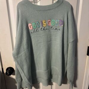 Love in Blue Crew Neck Sweater with Relaxed Fit